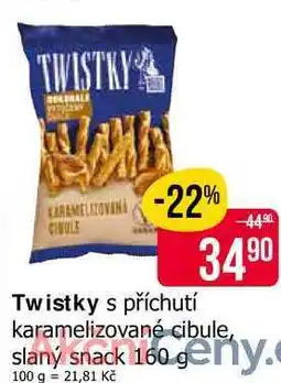 Teta Twistky s příchutí karamelizované cibule, slaný snack 160 g nabídka