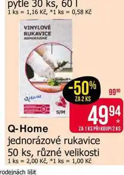 Teta Q-Home jednorázové rukavice 50 ks, různé velikosti nabídka