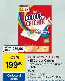 Tesco K2R Colour Catcher Ubrousky proti zabarvení prádla, 80 ks nabídka