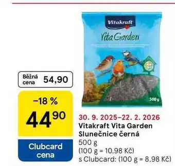 Tesco Vitakraft Vita Garden Slunečnice černá, 500 g nabídka