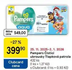 Tesco Pampers Čisticí ubrousky Tlapková patrola, 432 ks nabídka