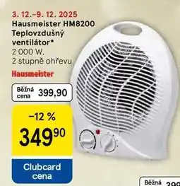 Tesco Hausmeister HM8200 Teplovzdušný ventilátor, 2.000 W. 2 stupně ohřevu nabídka