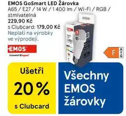 Tesco EMOS GoSmart LED Žárovka A65/E27/14 W/1400 lm/Wi-Fi / RGB/ stmívatelná nabídka