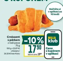 Billa Croissant s párkem nabídka