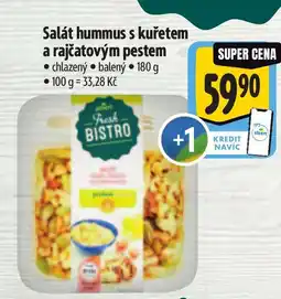 Albert Salát hummus s kuřetem a rajčatovým pestem nabídka