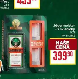 Billa Jägermeister + 2 skleničky 0,7l nabídka