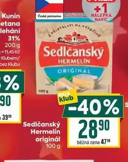 Billa Sedlčanský Hermelín originál 100 g nabídka