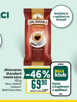 Billa Jihlavanka Standart mletá káva 150g nabídka