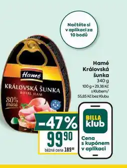 Billa Hamé Královská šunka 340 g nabídka
