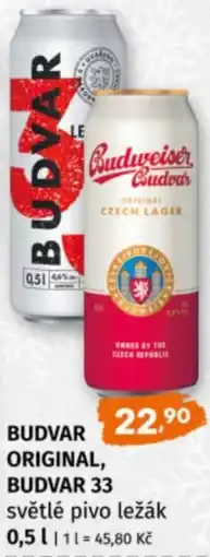 Terno Budvar original, budvar 33 světlé pivo ležák nabídka