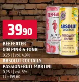Terno Beefeater gin pink & tonic absolut coctails passionfruit martini nabídka