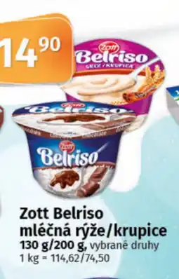 COOP TIP Zott Belriso mléčná rýže/krupice nabídka