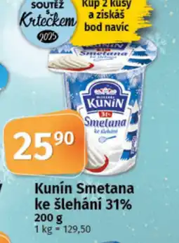 COOP TIP Kunín Smetana ke šlehání 31% nabídka