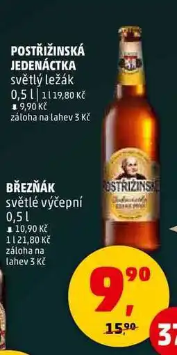 Penny Market POSTŘIŽINSKÁ JEDENÁCTKA světlý ležák, 0,5 l nabídka