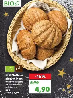 Kaufland Bio mušle se zlatým lnem nabídka