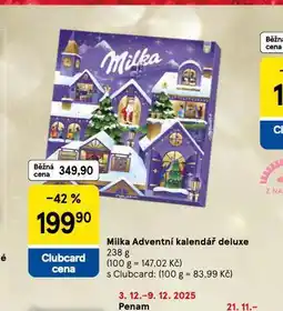 Tesco Milka odventní kalendář deluxe nabídka