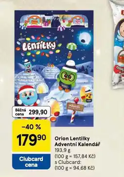 Tesco Orion lentilky adventní kalendář nabídka