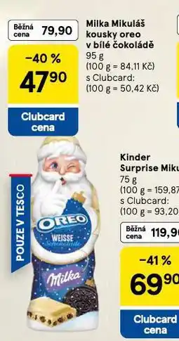 Tesco Milka mikuláš kousky oreo v bílé čokoládě nabídka