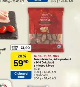 Tesco Mandle jádra pražená v bílé čokoládě s mletou kávou nabídka