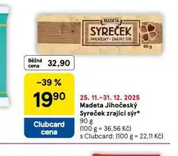 Tesco Madeta jihočeský syreček zrající sýr nabídka