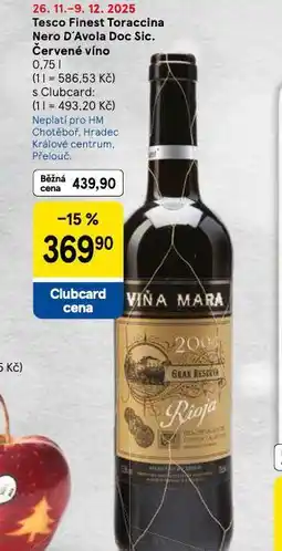 Tesco Tesco finest toraccina nero d´avola doc sic. červené víno nabídka