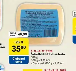 Tesco Šetra babické listové těsto nabídka