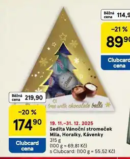 Tesco Sedita vánoční stromeček mila, horalky, kávenky nabídka