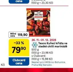 Tesco Kuřecí křídla ve sladké chilli marinádě nabídka