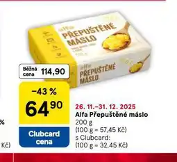 Tesco Alfa přepuštěné máslo nabídka