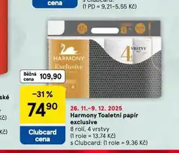 Tesco Harmony toaletní papír nabídka