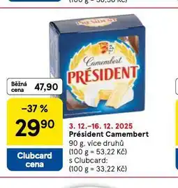Tesco Président camembert nabídka