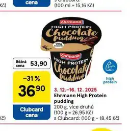 Tesco Ehrmann high protein pudding nabídka