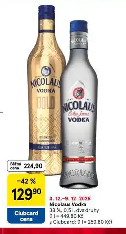 Tesco Nicolaus vodka nabídka