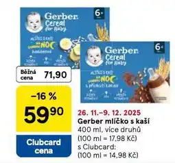 Tesco Gerber mlíčko s kaší nabídka
