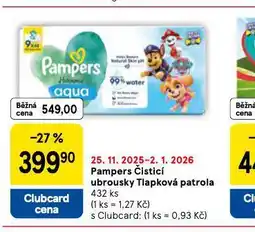 Tesco Pampers dětské vlhčené ubrousky nabídka
