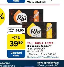 Tesco Ria dámské tampony nabídka
