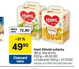 Tesco Hami dětské sušenky nabídka