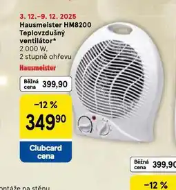 Tesco Teplovzdušný ventilátor nabídka