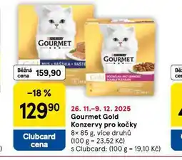 Tesco Gourmet gold konzerva pro kočky nabídka