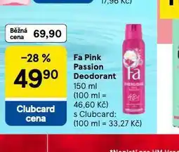 Tesco Fa pink passion deodrant nabídka