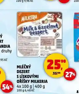 Penny Market Mléčný dezert s lískovými oříšky milkeria nabídka