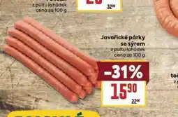 Billa Javořické párky se sýrem nabídka