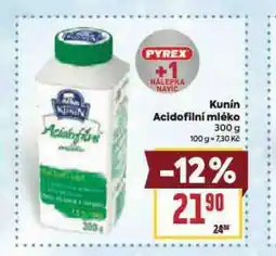 Billa Kunín acidofilní mléko nabídka