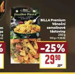 Billa Billa premium vánoční semolinové těstoviny nabídka