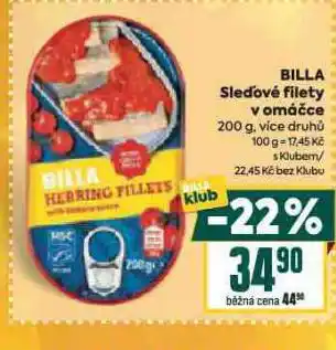 Billa Sleďové filety v omáčce nabídka