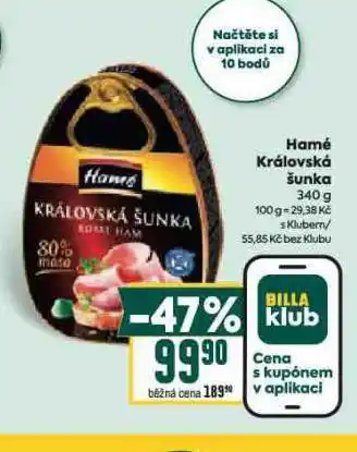 Billa Hamé královská šunka nabídka