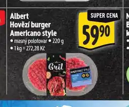 Albert Hovězí burger americano style nabídka