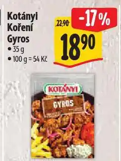 Albert Kotányi koření gyros nabídka
