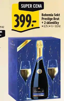 Albert Bohemia sekt prestige brut + 2 skleničky v dárkové krabičce nabídka