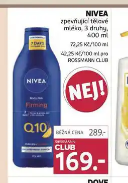 Rossmann Nivea zpevňující tělové mléko nabídka